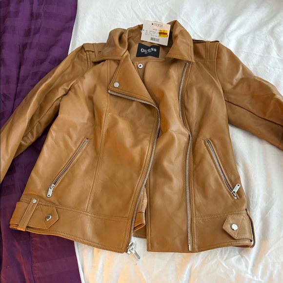 Guess Women's Camel Leather Jacket - Picture 1 of 5